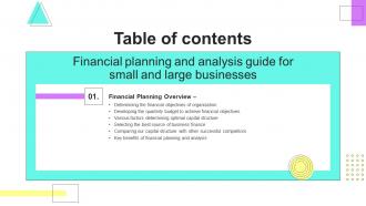 Financial Planning And Analysis Guide Small And Large Businesses Table Of Contents