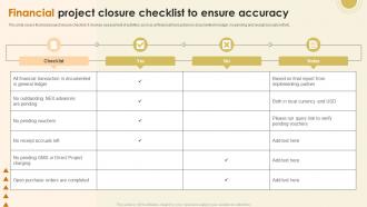 Financial Project Closure Checklist To Ensure Accuracy