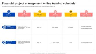 Financial Project Management Online Training Schedule