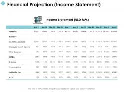 Financial projection income statement financing ppt powerpoint presentation file styles