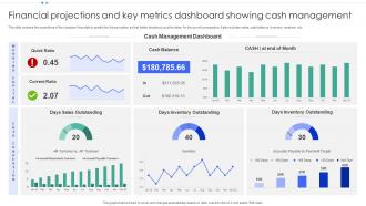 Financial Projections And Key Metrics Dashboard Showing Cash Management