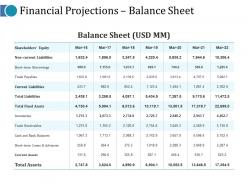 Financial projections balance sheet ppt pictures guidelines