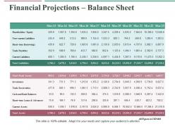 Financial projections balance sheet ppt professional example topics