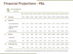 Financial projections pandl ppt slides