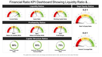 Financial ratio kpi dashboard snapshot showing liquidity ratio and profitability ratio