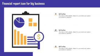 Financial Report Icon For Big Business