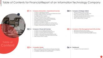 Financial Report Of An Information Technology Company Table Of Contents