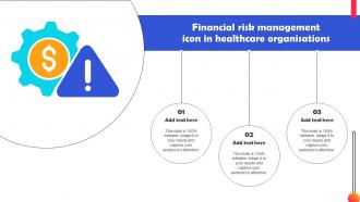Financial Risk Management Icon In Healthcare Organisations