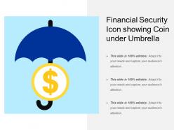 Financial Security Icon Showing Coin Under Umbrella