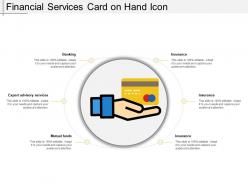 Financial services card on hand icon