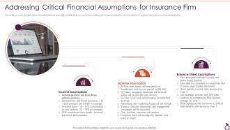 Financial Services Consultancy Addressing Critical Financial Assumptions For Insurance