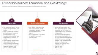 Financial Services Consultancy Ownership Business Formation And Exit Strategy