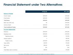 Financial statement under two alternatives interest expense ppt powerpoint presentation background