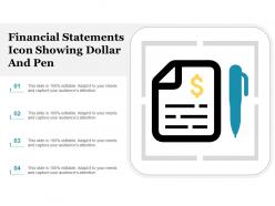 Financial statements icon showing dollar and pen