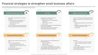 Financial Strategies To Strengthen Small Business Affairs
