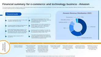 Financial Summary For E Commerce And Technology B2c E Commerce BP SS