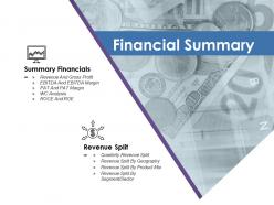 Financial summary ppt layouts summary