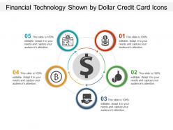 Financial technology shown by dollar credit card icons