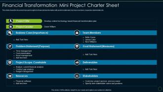 Financial transformation mini project sheet accounting financial transformation toolkit