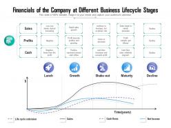 Financials of the company at different business lifecycle stages