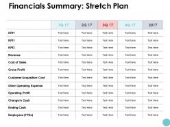 Financials summary stretch plan ppt powerpoint presentation icon diagrams