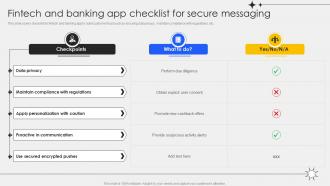Fintech And Banking App Checklist For Secure Messaging