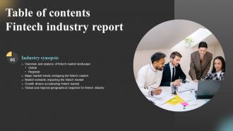 Fintech Industry Report For Table Of Contents Ppt Ideas Background Designs IR SS