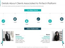 Fintech solutions firm investor funding elevator pitch deck ppt template