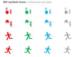Fire alarm call point fighting equipment emergency exit left right iso icons for powerpoint