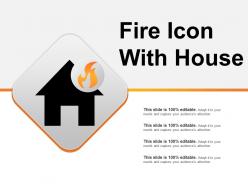 Fire icon with house ppt slide design
