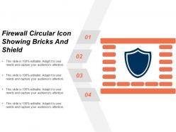 Firewall circular icon showing bricks and shield