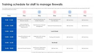 Firewall Implementation For Cyber Security Training Schedule For Staff To Manage Firewalls