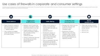 Firewall Network Security Use Cases Of Firewalls In Corporate And Consumer Settings