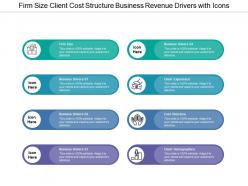 Firm size client cost structure business revenue drivers with icons