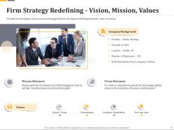 Firm strategy redefining vision mission values ppt file formats