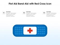First aid bandaid with red cross icon