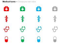 First aid box stethoscope medical symbol pills ppt icons graphics