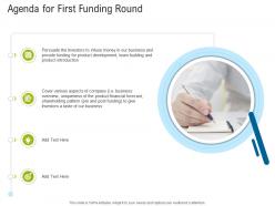 First funding round pitch deck agenda for first funding round ppt powerpoint show