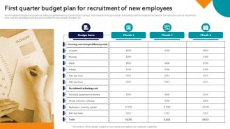 First Quarter Budget Plan For Recruitment Of New Employees
