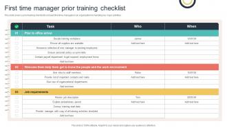 First Time Manager Prior Training Checklist