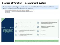 Fishbone analysis sources of variation measurement system equipment ppts themes