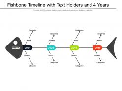 Fishbone timeline with text holders and 4 years