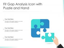Fit gap analysis icon with puzzle and hand