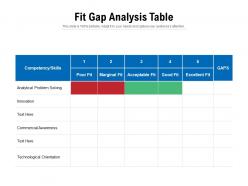 Fit gap analysis table