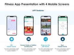 Fitness app presentation with 4 mobile screens