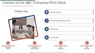 Fitness Application Pitch Deck Contact Us For ABC Company Pitch Deck Ppt Introduction