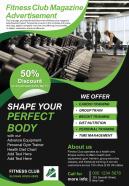 Fitness club magazine advertisement presentation report infographic ppt pdf document