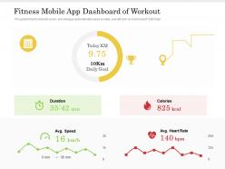 Fitness mobile app dashboard of workout