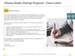 Fitness studio startup proposal cover letter ppt powerpoint presentation ideas