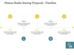 Fitness studio startup proposal timeline ppt powerpoint presentation layouts brochure